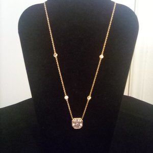 Jennifer Miller Asscher Bezel Necklace, 14K gold-plated sterling silver